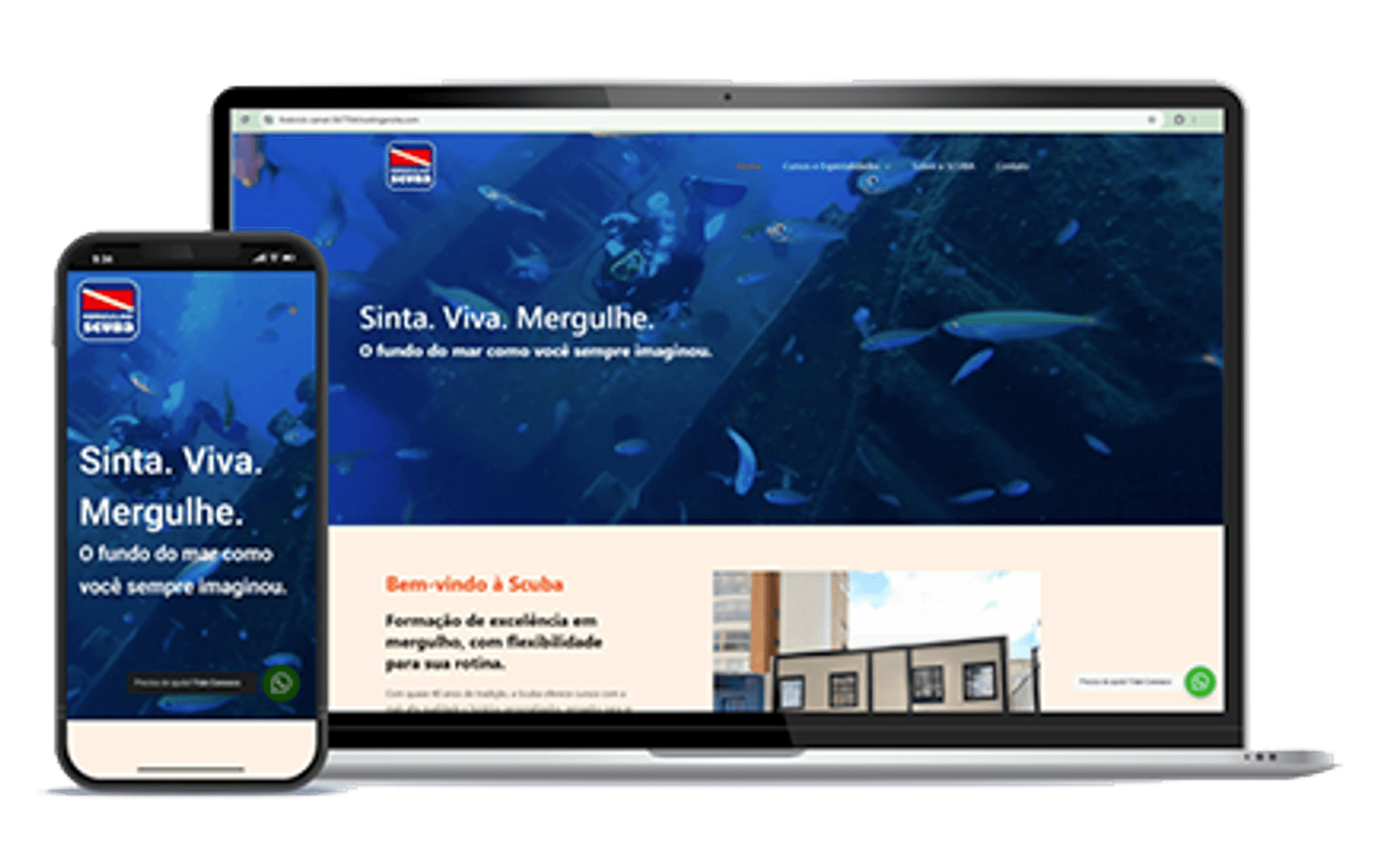 Website Scuba — Escola de Mergulho