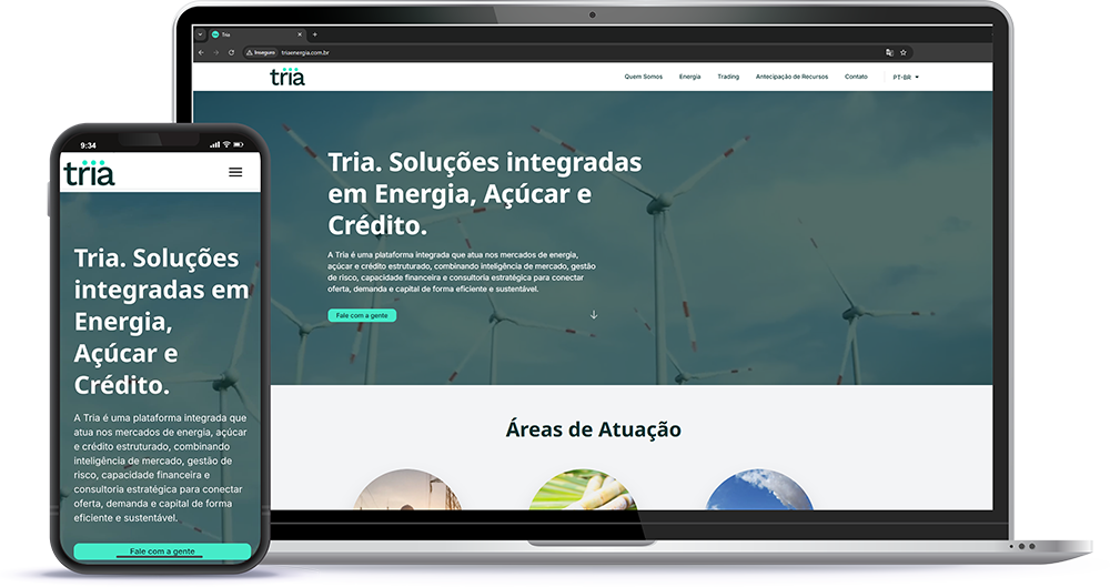 Website Tria Energia — Energy Trading